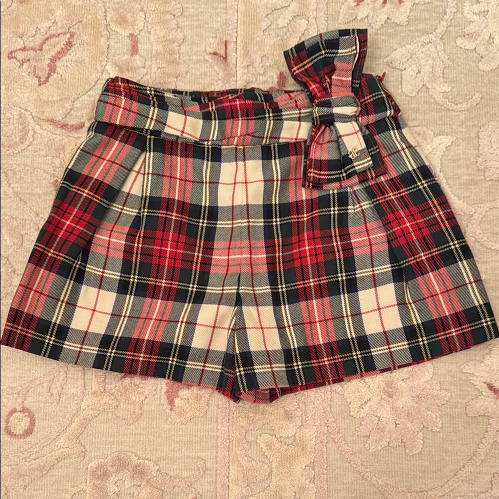 Tartan Plaid Girl’s Shorts with Bow Accent
